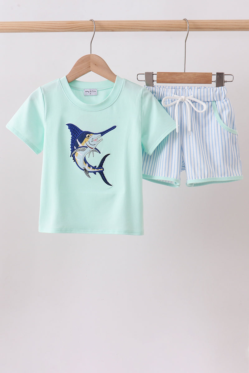 Mint Swordfish Applique Set