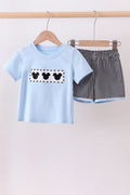 Blue Character Embroidered Knit Set