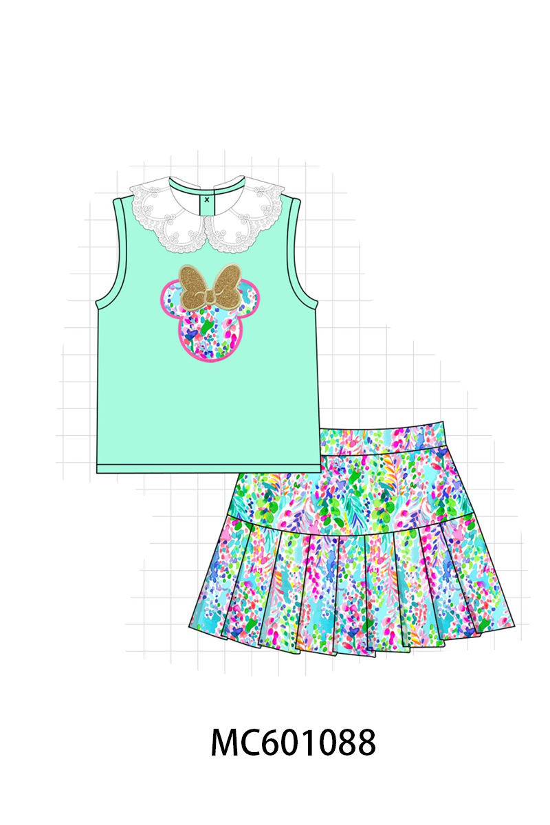 Mint Character Applique Skort Set