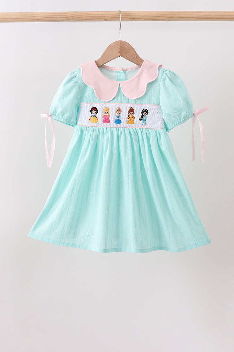 Mint Princess Smocked Jacquard Dress