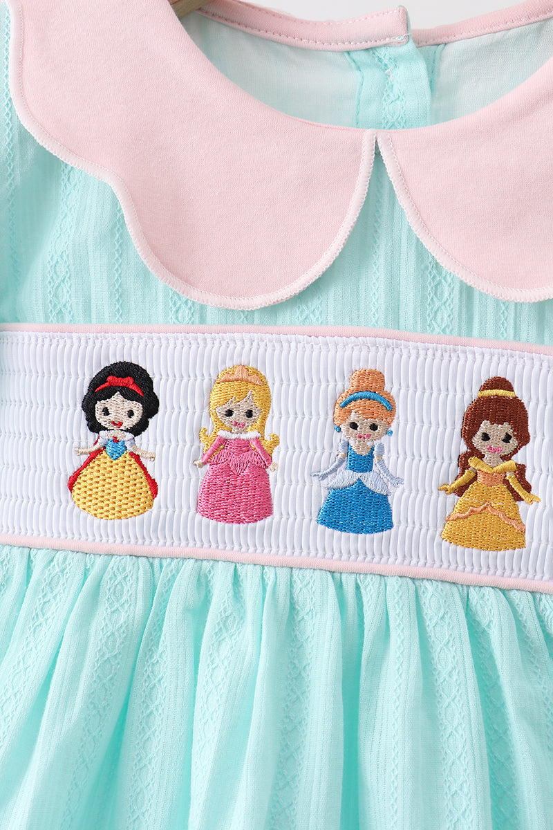 Mint Princess Smocked Jacquard Dress
