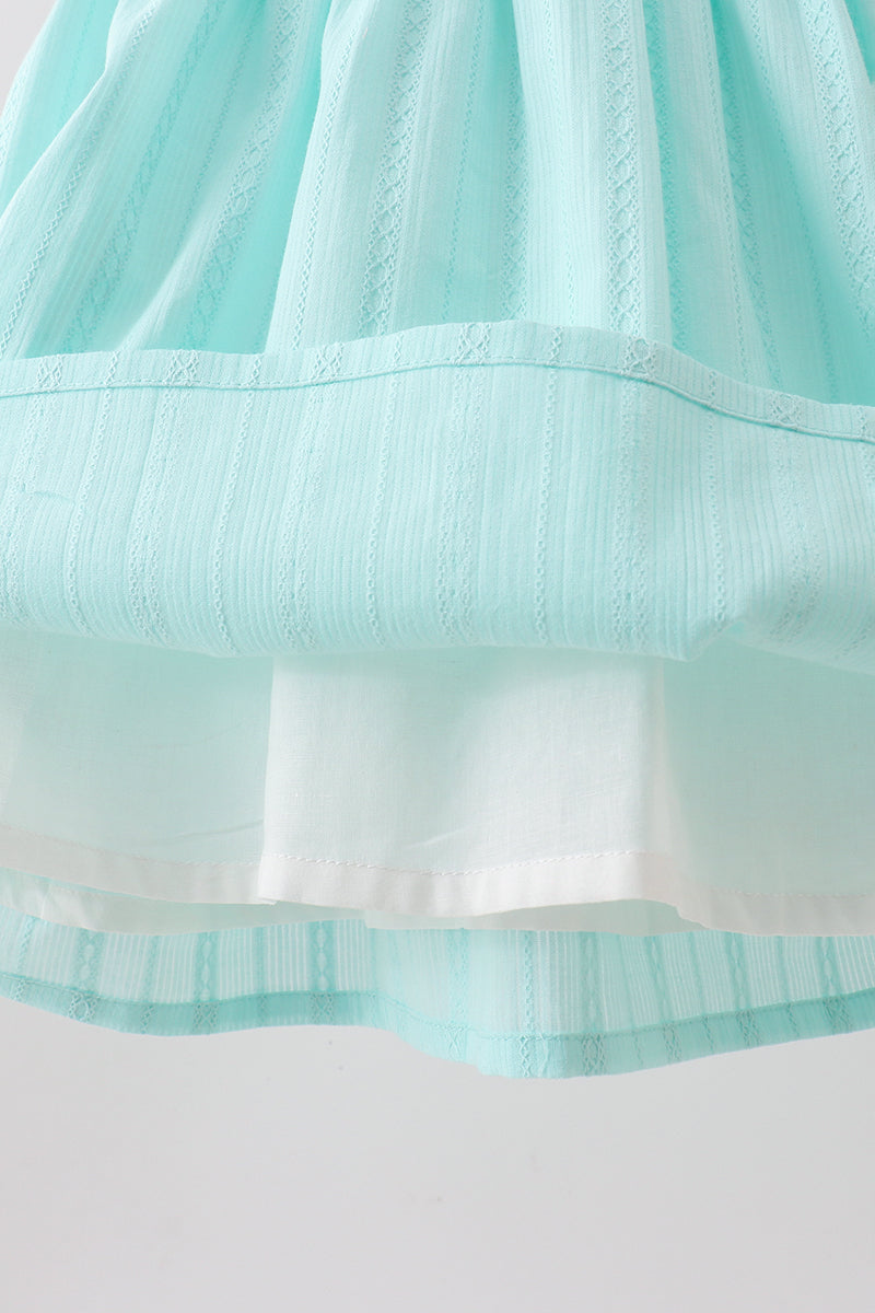Mint Princess Smocked Jacquard Dress