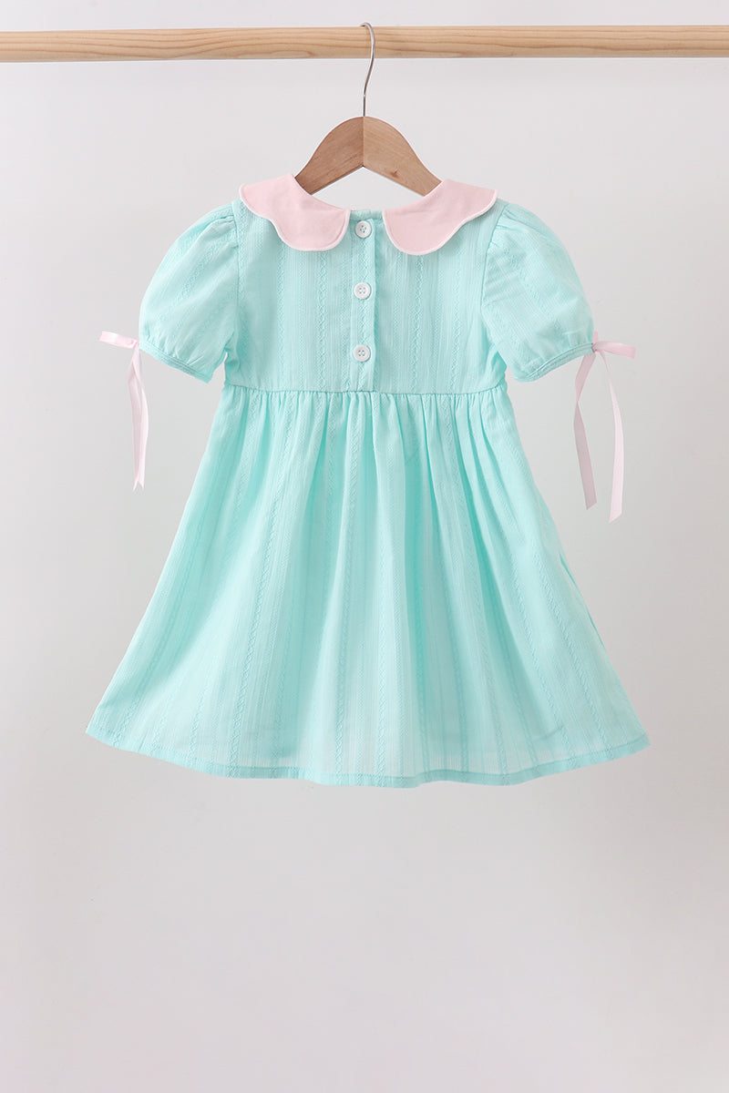 Mint Princess Smocked Jacquard Dress
